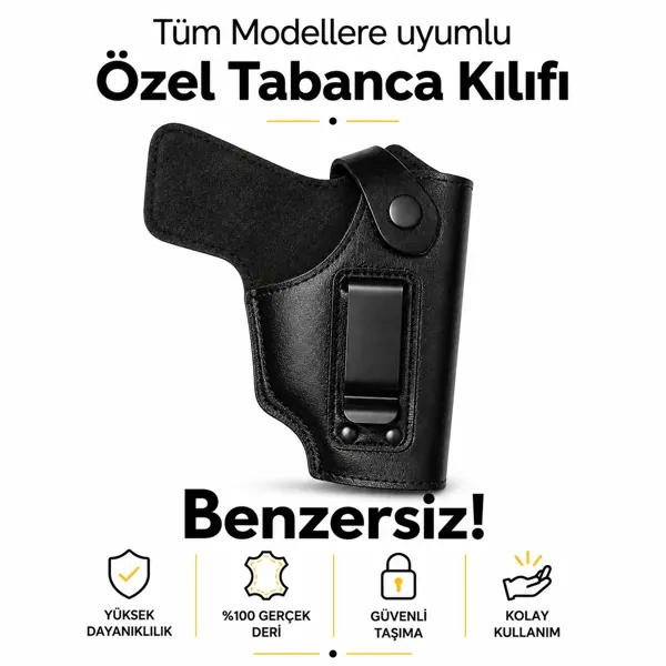 El Dikişi Hakiki Deri Tabanca Kılıfı